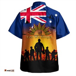 Amazing Aussie Australia Anzac Flag With Soldiers Sunset Hawaiian Shirt