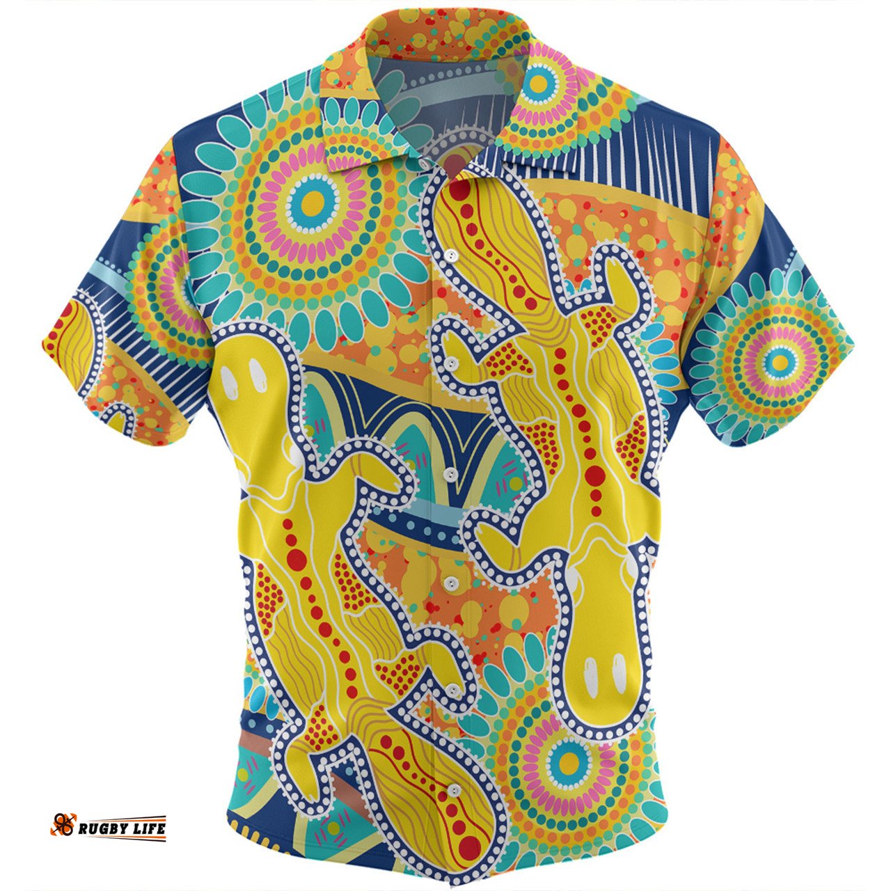 Amazing Aussie Australia Platypus Aboriginal Yellow Platypus With Aboriginal Art Dot Painting Patterns Inspired Hawaiian Shirt