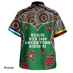 Amazing Aussie Australia Aboriginal Walking with 3000 Ancestors Behind Me Green Patterns Hawaiian Shirt