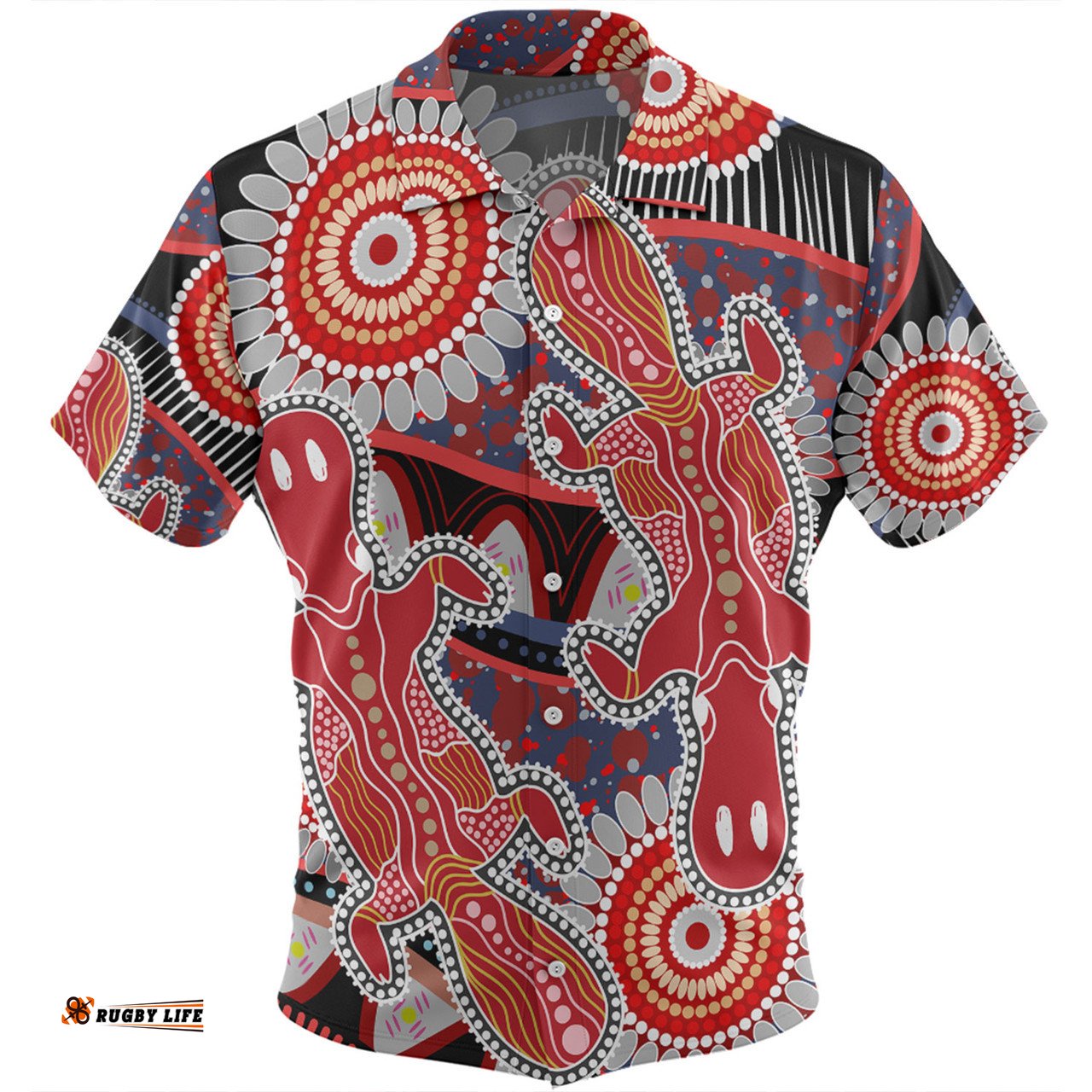 Amazing Aussie Australia Platypus Aboriginal Red Platypus With Aboriginal Art Dot Painting Patterns Inspired Hawaiian Shirt