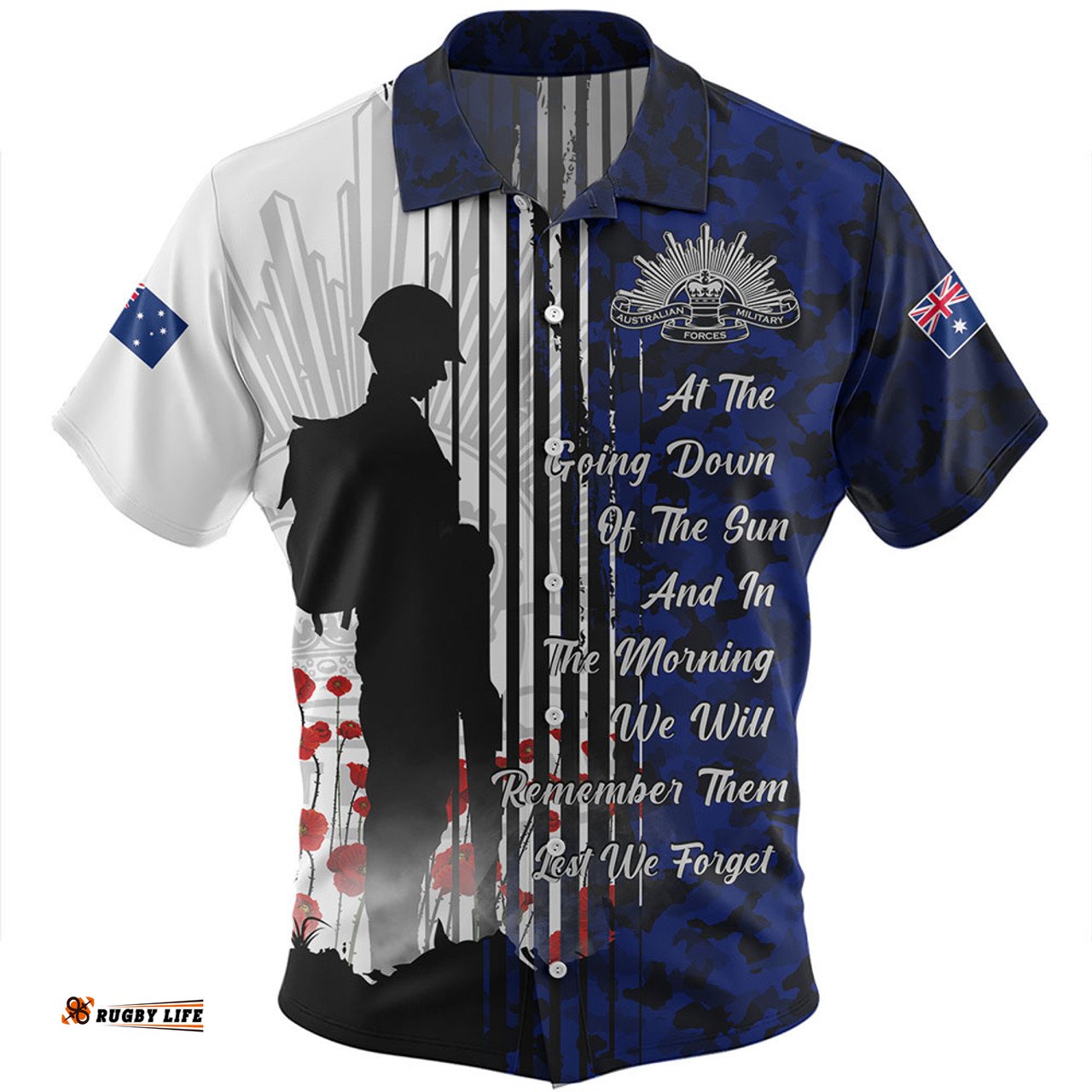 Amazing Aussie Australia Spirit Of Remembrance Day Lest We Forget Blue Hawaiian Shirt
