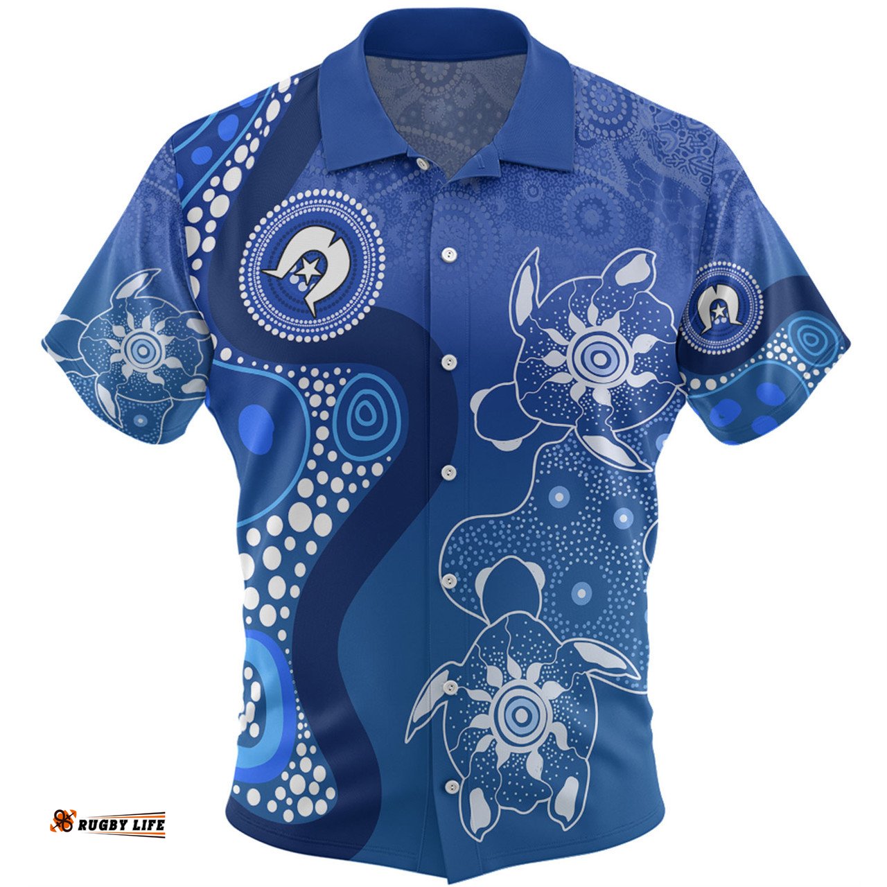 Amazing Aussie Australia Turtles Aboriginal Indigenous Dot Turtles In The Ocean (Blue) Hawaiian Shirt