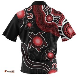 Amazing Aussie Australia Aboriginal Turtle Dreaming Journey Featuring Dot Art Red Hawaiian Shirt
