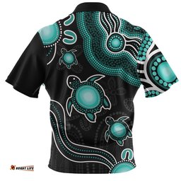 Amazing Aussie Australia Aboriginal Turtle Dreaming Journey Featuring Dot Art Turquoise Hawaiian Shirt