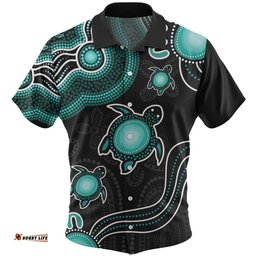 Amazing Aussie Australia Aboriginal Turtle Dreaming Journey Featuring Dot Art Turquoise Hawaiian Shirt