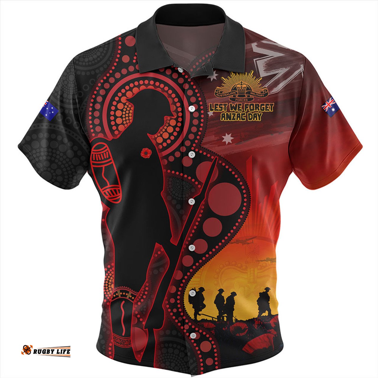 Amazing Aussie Australia ANZAC Day Aboriginal Guardians Of The Dawn Hawaiian Shirt