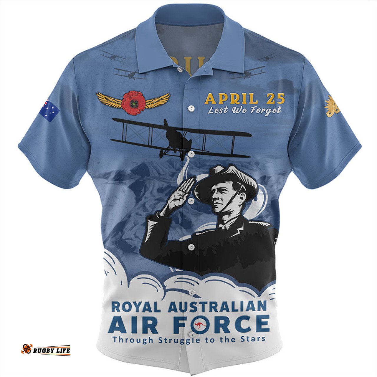 Amazing Aussie Australia Anzac Day Royal Australian Air Force Gallipoli Skies Hawaiian Shirt
