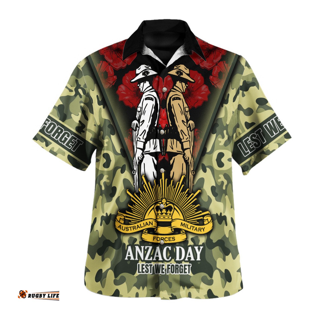 Amazing Aussie Australia Anzac Day Australian Army Camo Patterns Hawaiian Shirt