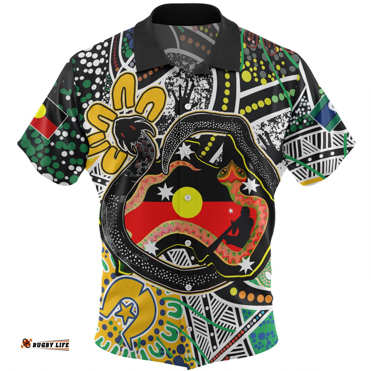 Amazing Aussie Australia Rainbow Serpent Aboriginal Dreamtime Rainbow Serpent Creates Australia Hawaiian Shirt