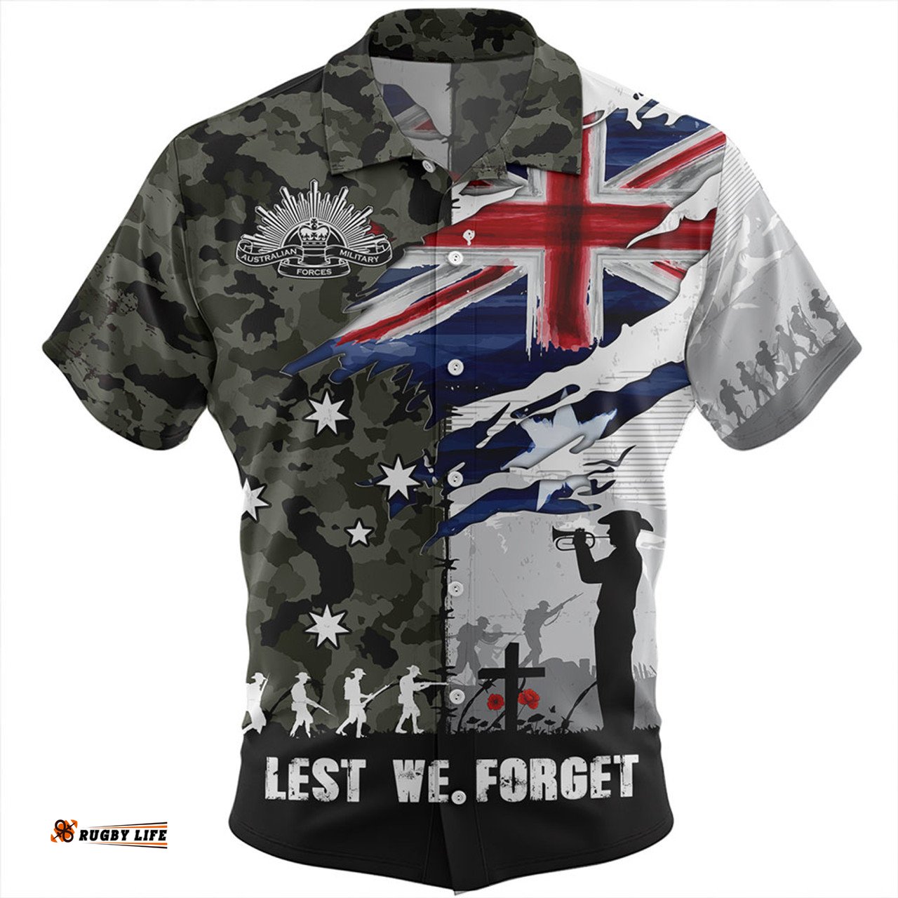 Amazing Aussie Australia Remembrance Day Lest We Forget Australian Military Tribute Green Hawaiian Shirt