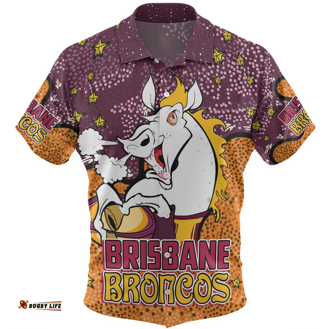 Amazing Aussie Brisbane Broncos Custom Team With Dot And Star Patterns For Tough Fan Hawaiian Shirt