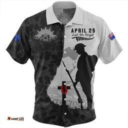 Amazing Aussie Australia Anzac Day Lest We Forget Black Grunge Style Hawaiian Shirt