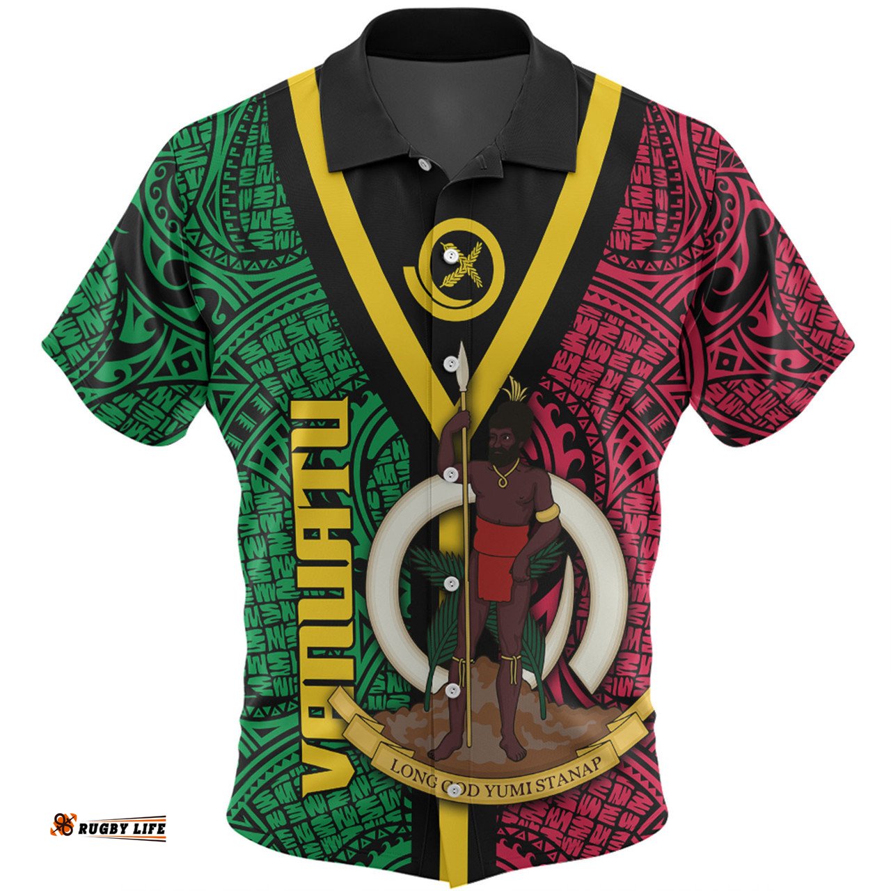 Amazing Aussie Australia South Sea Islanders Vanuatu Polynesian Flag With Coat Of Arm Hawaiian Shirt
