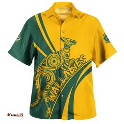 Amazing Aussie Australia Wallabies Squad Aboriginal Pattern Inspired Hawaiian Shirt