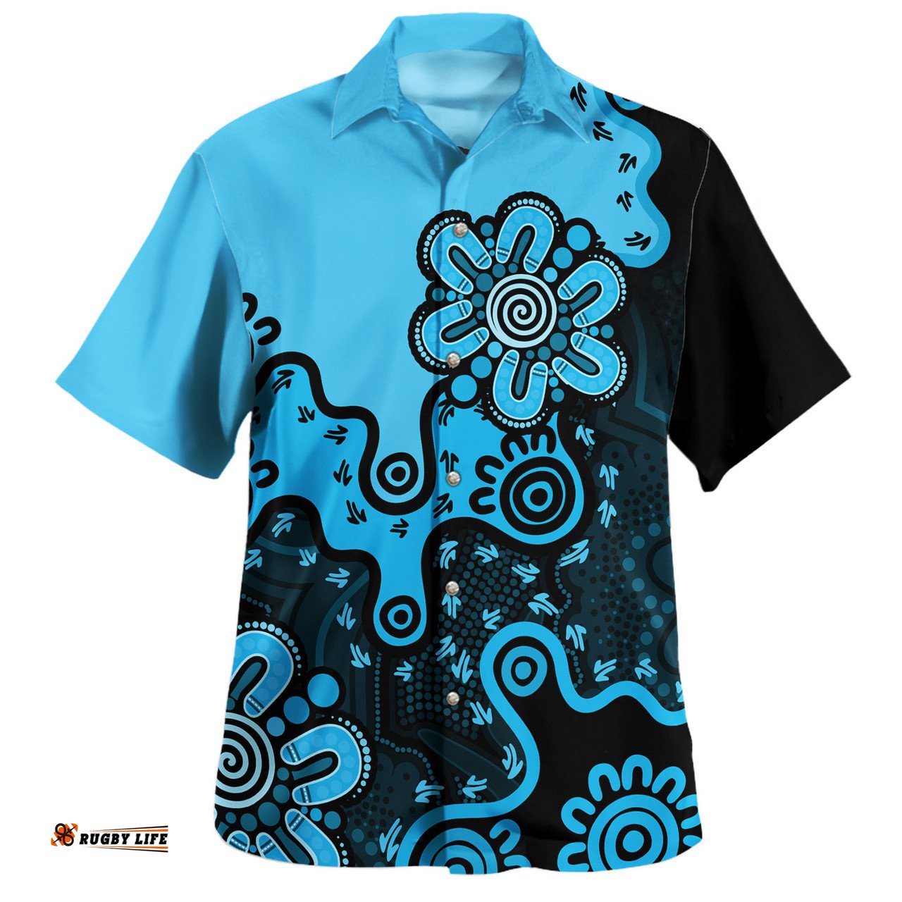 Amazing Aussie Australia Aboriginal Style Of Background Blue Hawaiian Shirt