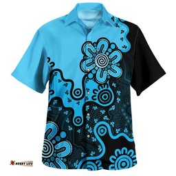 Amazing Aussie Australia Aboriginal Style Of Background Blue Hawaiian Shirt