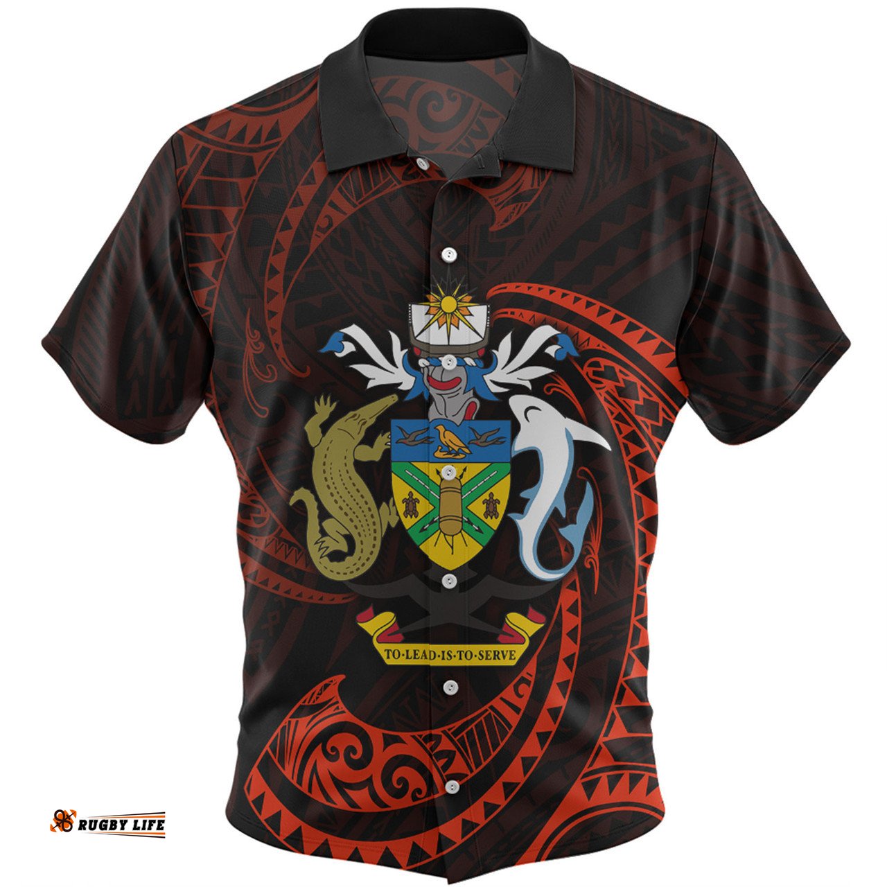Amazing Aussie Australia South Sea Islanders Solomon Islands Red Tribal Wave Pattern Hawaiian Shirt