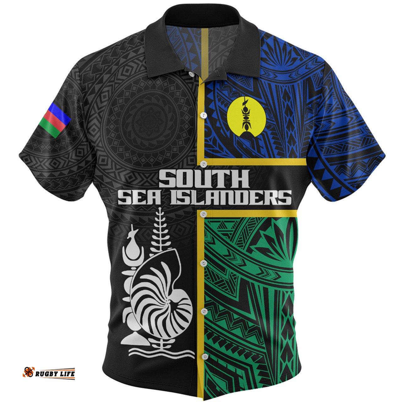 Amazing Aussie Australia South Sea Islanders New Caledonia Flag Polynesian Tattoo Style Hawaiian Shirt