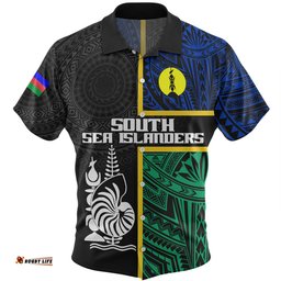 Amazing Aussie Australia South Sea Islanders New Caledonia Flag Polynesian Tattoo Style Hawaiian Shirt