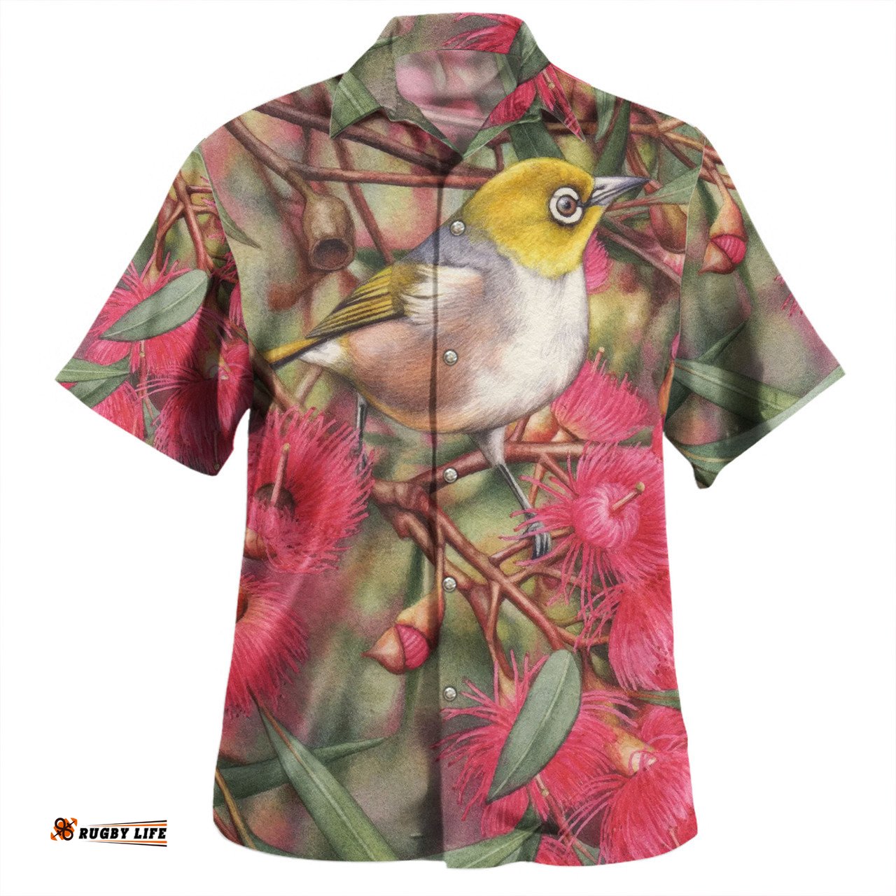 Amazing Aussie Australia Silvereye Silvereye and Gum Blossom Hawaiian Shirt