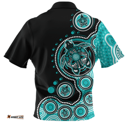 Amazing Aussie Australia Indigenous Turtle Aboriginal Dot Art Turquoise Hawaiian Shirt