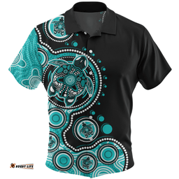 Amazing Aussie Australia Indigenous Turtle Aboriginal Dot Art Turquoise Hawaiian Shirt