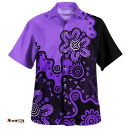 Amazing Aussie Australia Aboriginal Style Of Background Purple Hawaiian Shirt