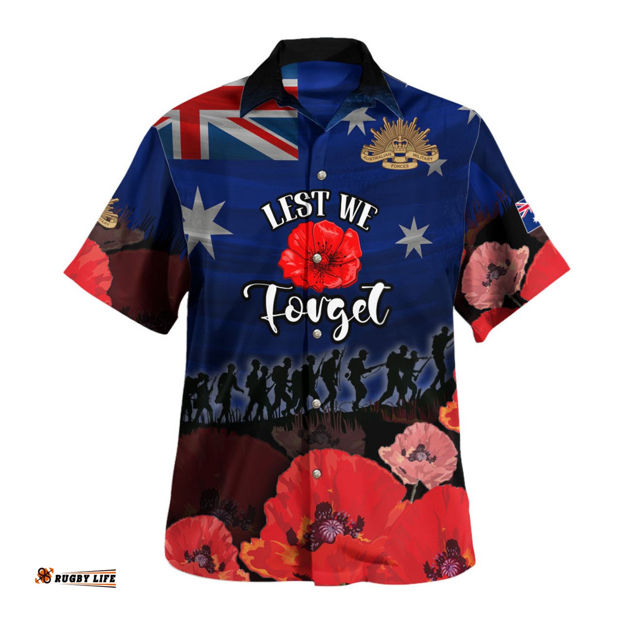 Amazing Aussie Australia Anzac Day Soldier With Poppies Flowers Hawaiian Shirt