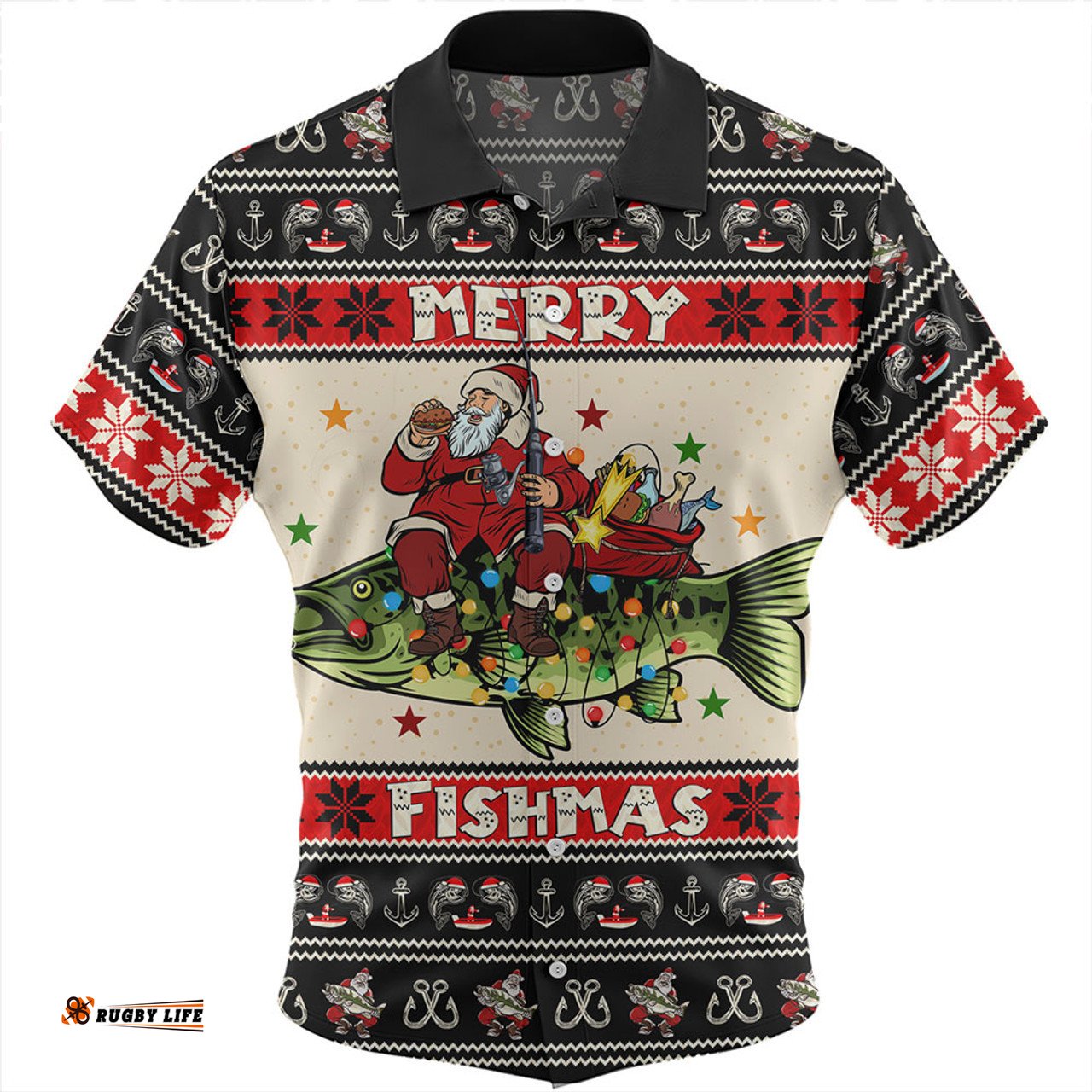 Amazing Aussie Australia Fishing Santa Ugly Christmas Hawaiian Shirt