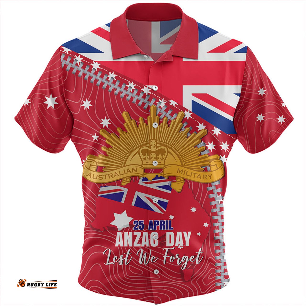 Amazing Aussie Australia Anzac Day Lest We Forget Australian Red Ensign Hawaiian Shirt