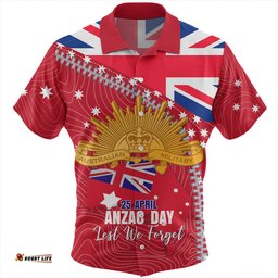 Amazing Aussie Australia Anzac Day Lest We Forget Australian Red Ensign Hawaiian Shirt