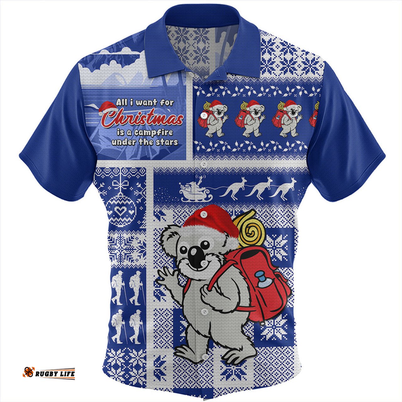 Amazing Aussie Australia Koala Wonderland Christmas Blue Hawaiian Shirt