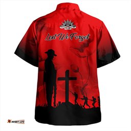 Amazing Aussie Australia Anzac Day Lest We Forget Red Poppy Hawaiian Shirt