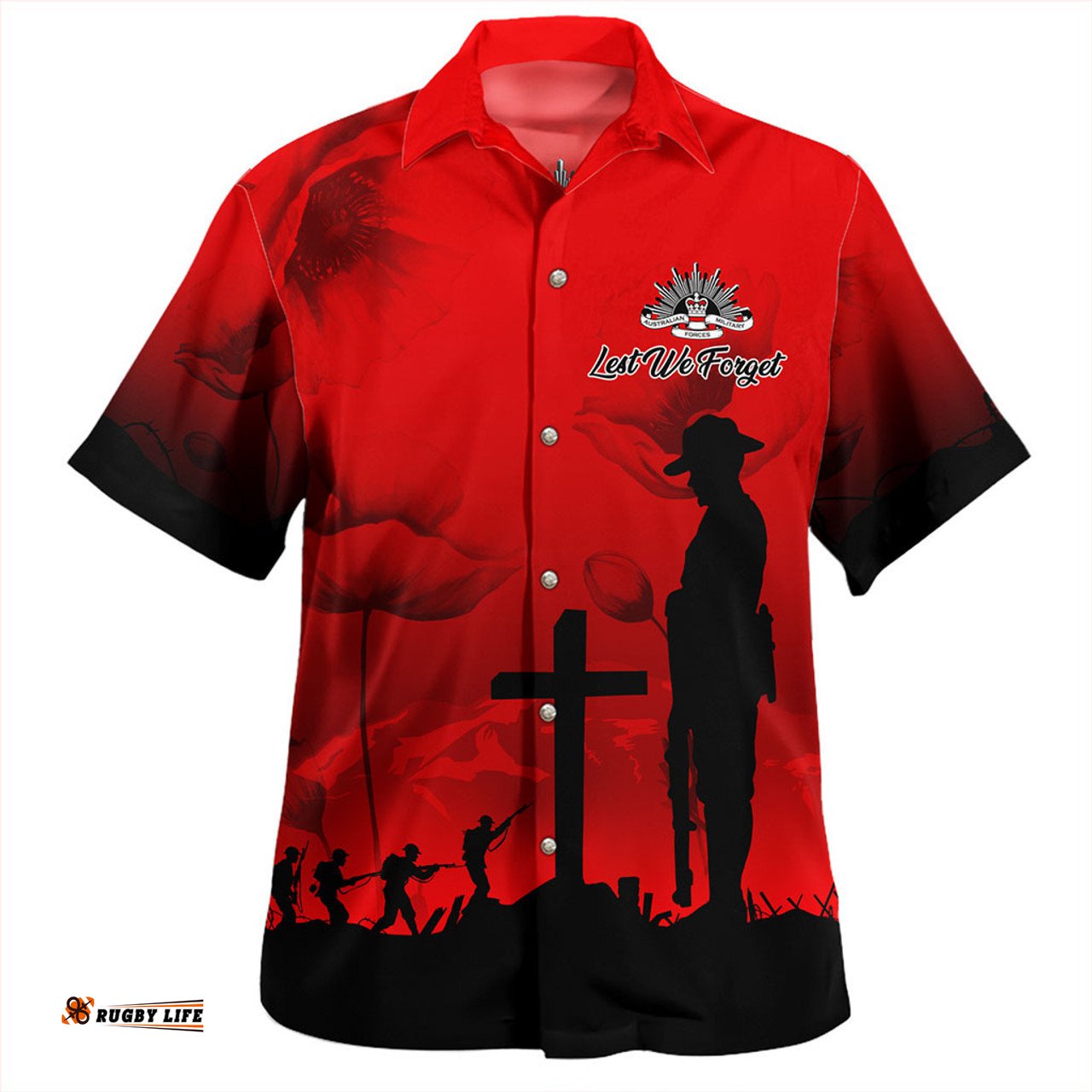 Amazing Aussie Australia Anzac Day Lest We Forget Red Poppy Hawaiian Shirt