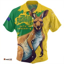 Amazing Aussie Australia Australia Day Kangaroo Art With Aboriginal Pattern Inspired Hawaiian Shirt