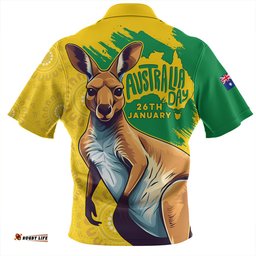 Amazing Aussie Australia Australia Day Kangaroo Art With Aboriginal Pattern Inspired Hawaiian Shirt