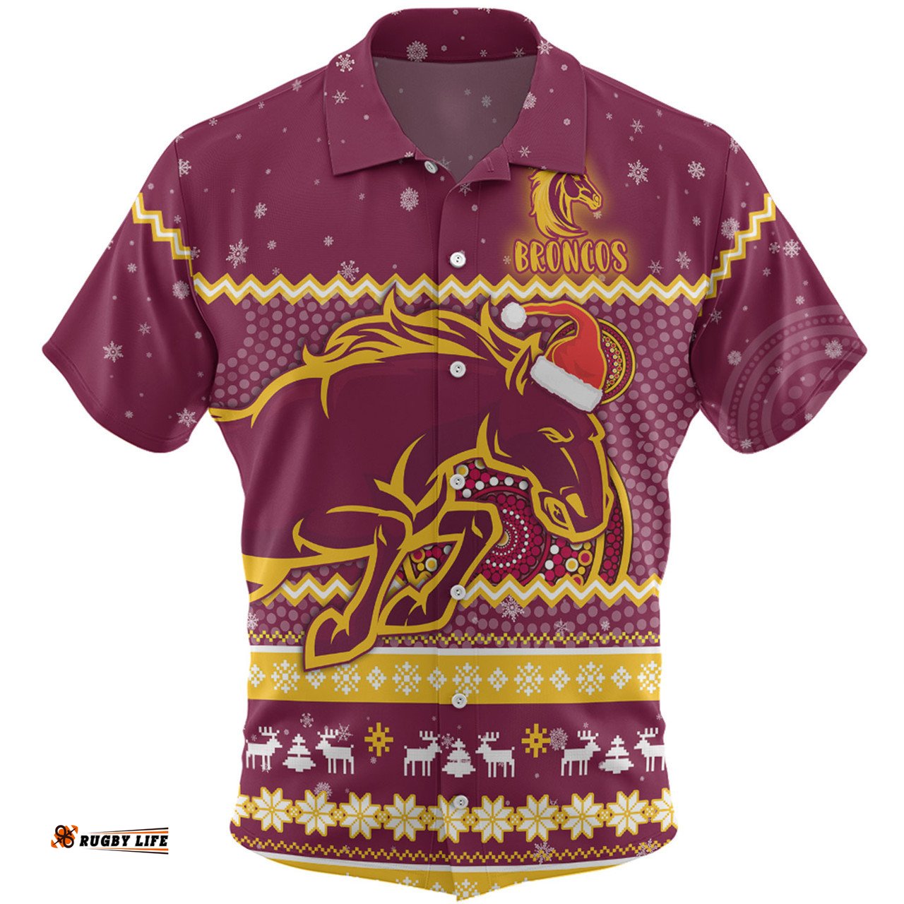 Amazing Aussie Brisbane Broncos Christmas Custom Ugly Xmas And Aboriginal Patterns For Die Hard Fan Hawaiian Shirt