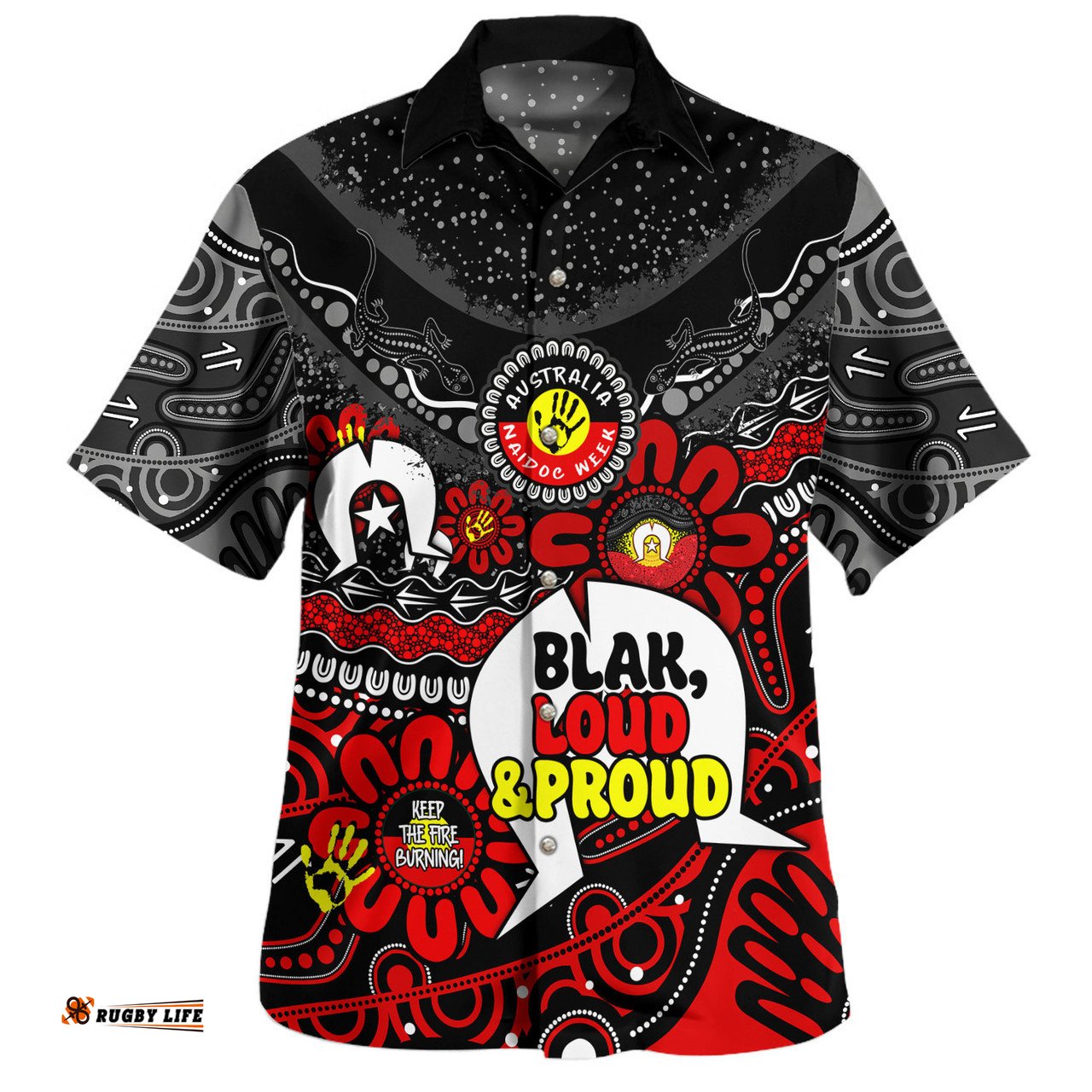 Amazing Aussie Australia Naidoc Week Torres Strait Symbol With Aboriginal Pattern Inspired Black Hawaiian Shirt