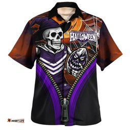 Amazing Aussie Fremantle Halloween Night Reaper Zipper Hawaiian Shirt