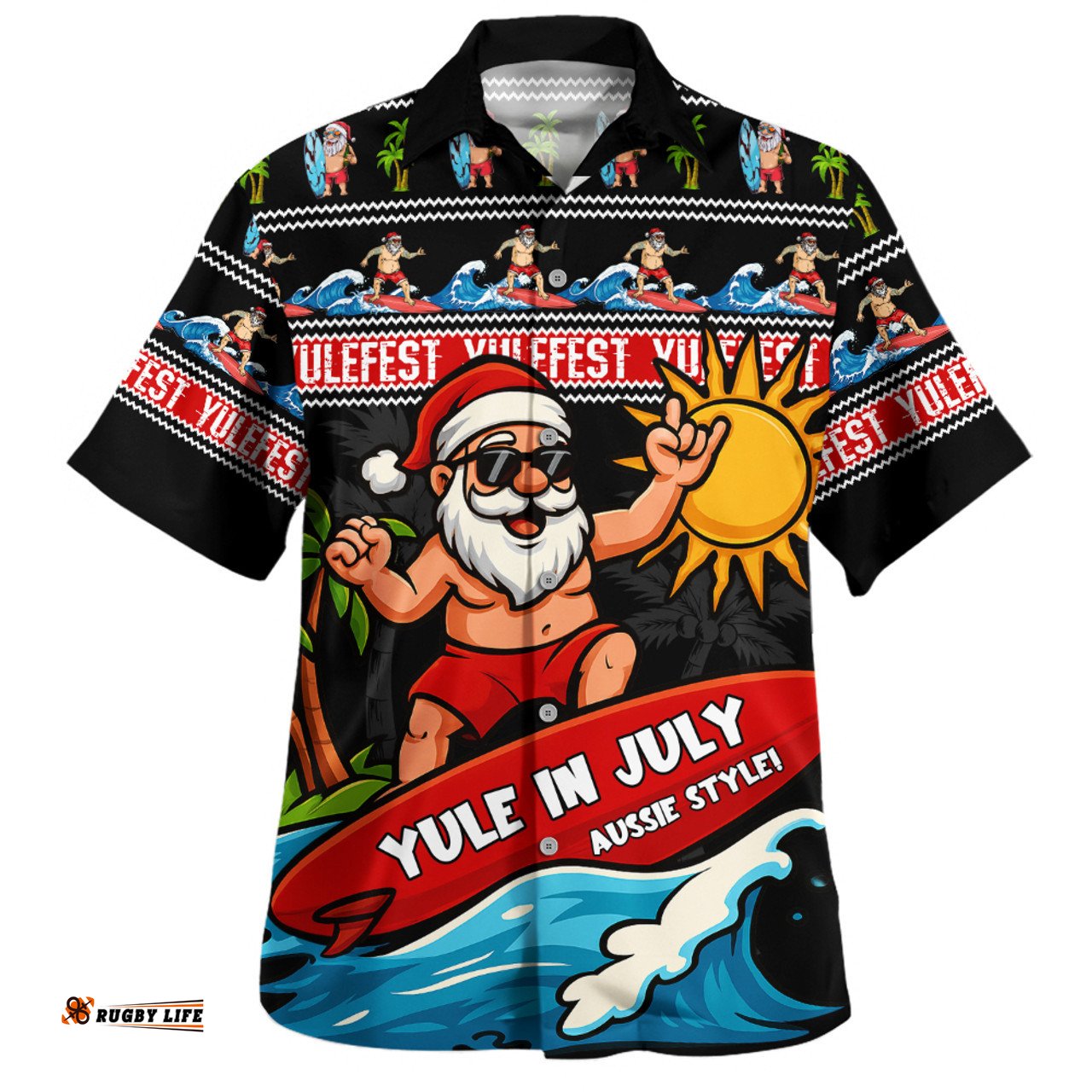 Amazing Aussie Australia Santa's Yule Wave Ride Hawaiian Shirt