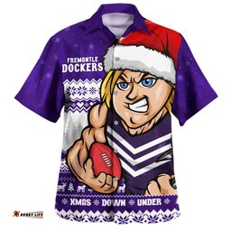Amazing Aussie Fremantle Merry Christmas Down Under Footy Power Style Hawaiian Shirt