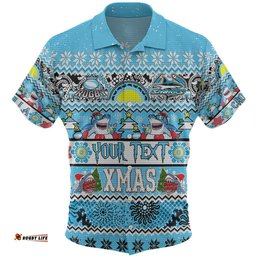 Amazing Aussie Cronulla Sutherland Sharks Christmas Aboriginal Custom Indigenous Knitted Ugly Xmas Style Hawaiian Shirt