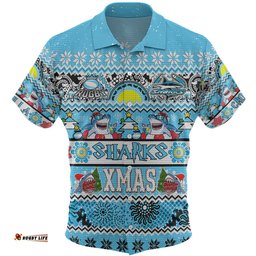 Amazing Aussie Cronulla Sutherland Sharks Christmas Aboriginal Custom Indigenous Knitted Ugly Xmas Style Hawaiian Shirt