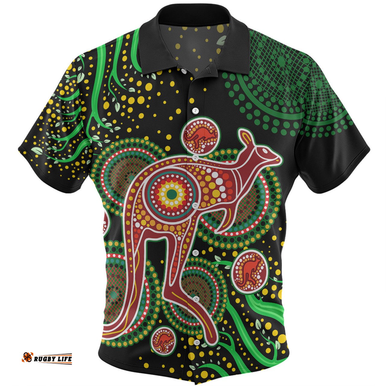 Amazing Aussie Australia Kangaroo Aboriginal Custom Aboriginal Plant With Kangaroo Colorful Art Hawaiian Shirt