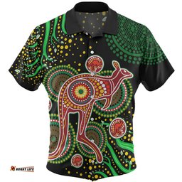 Amazing Aussie Australia Kangaroo Aboriginal Custom Aboriginal Plant With Kangaroo Colorful Art Hawaiian Shirt