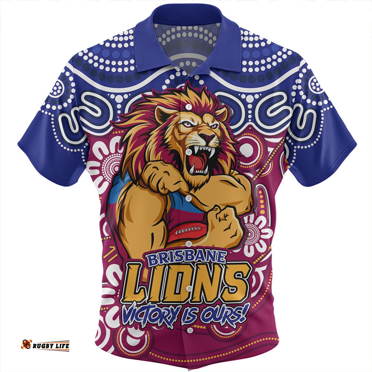 Amazing Aussie Brisbane Lions Aboriginal Inspired Tough Fan Football For Life Hawaiian Shirt
