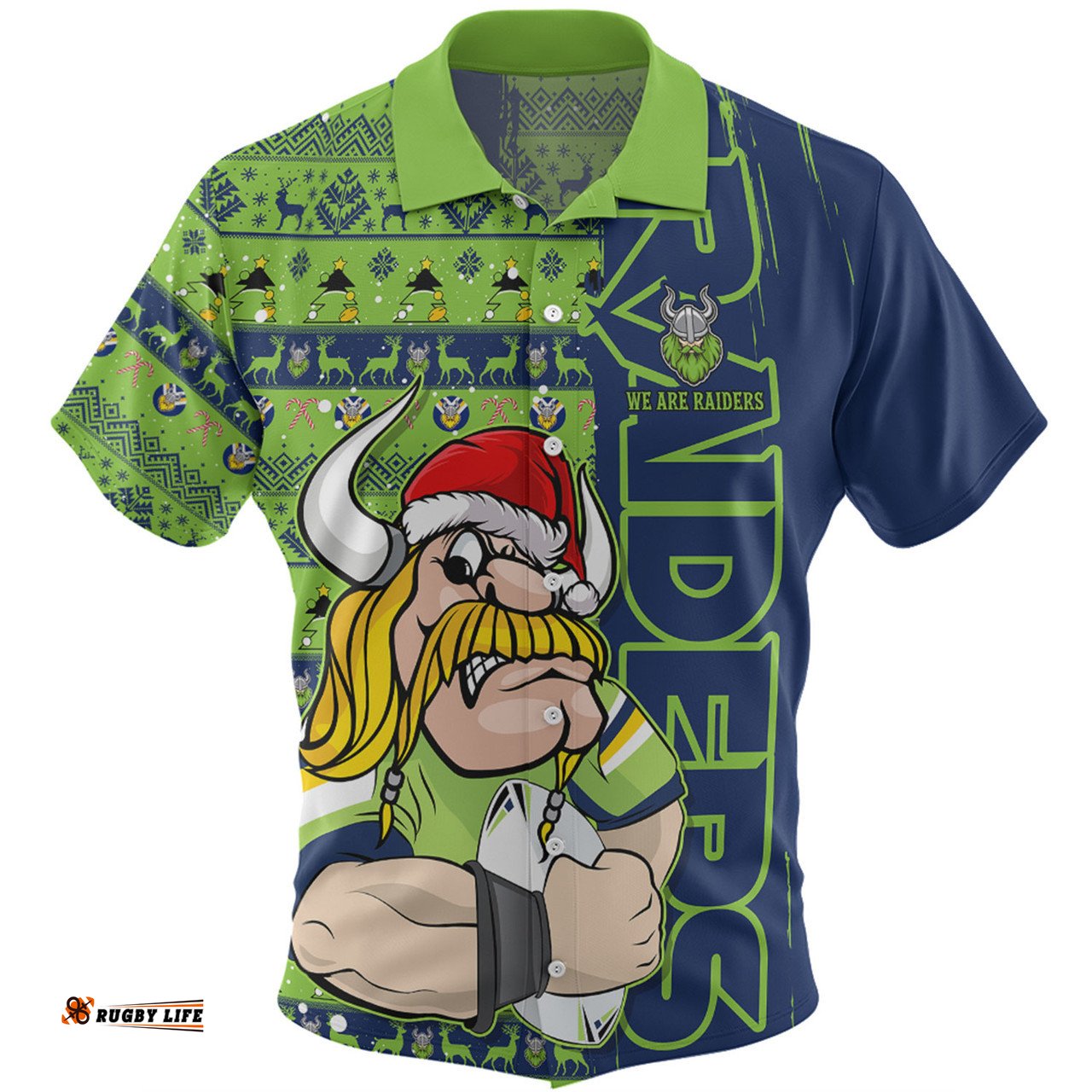 Amazing Aussie Canberra Raiders Merry Ugly Xmas Nordic Pattern Style Hawaiian Shirt
