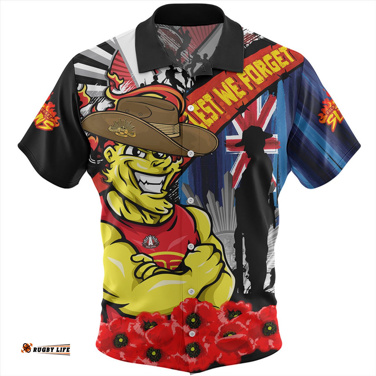 Amazing Aussie Gold Coast SUNS Anzac Day Honor United In Spirit Hawaiian Shirt