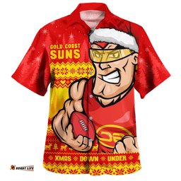 Amazing Aussie Gold Coast SUNS Merry Christmas Down Under Footy Power Style Hawaiian Shirt
