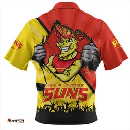Amazing Aussie Gold Coast SUNS Breaking Through Fan Design Hawaiian Shirt